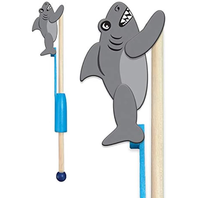 Deluxebase ACROBAT ANIMALS - DELUXEBASE SHARK TRADITIONAL STYLE WOODEN OCEAN THEMED TOYS FOR BABIES AND KIDS - Image 1